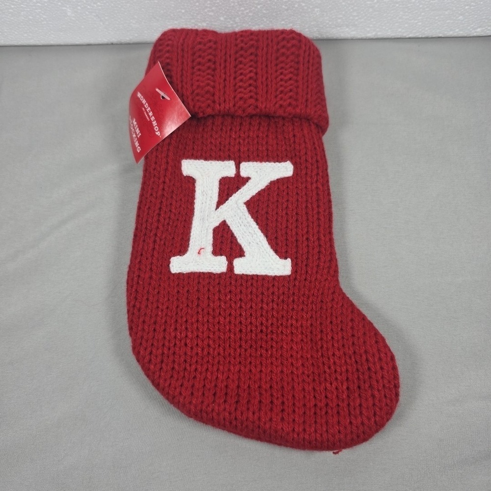 Letter K Wondershop Monogram Mini Christmas Stocking Initial Red Knit Target